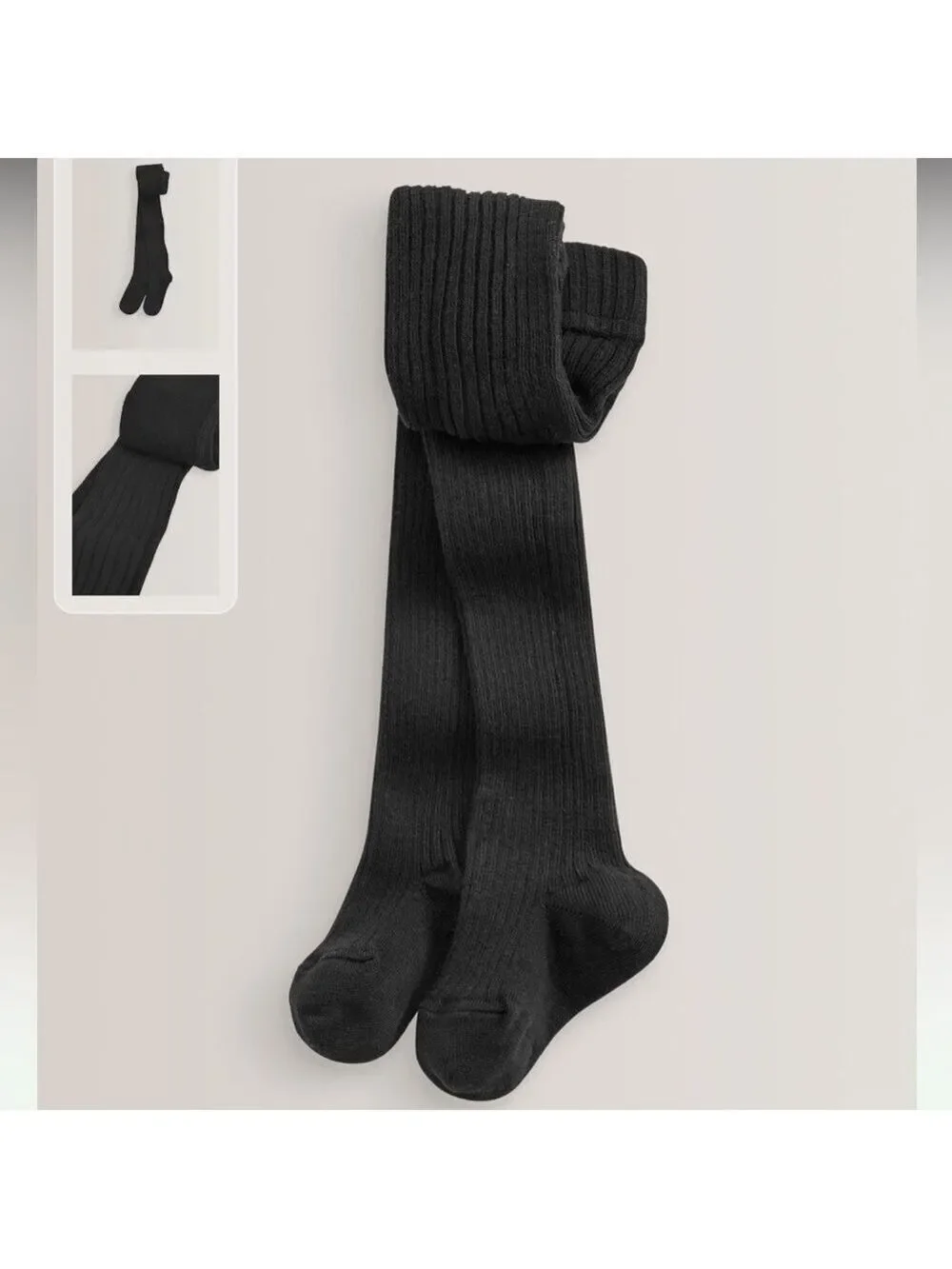Bundle of Black Cotton Rich Rib Tights